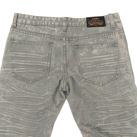 DNM Collection Original Biker Moto Jeans Mens 34x30 Gray Acid Wash Distressed - Picture 7 of 12